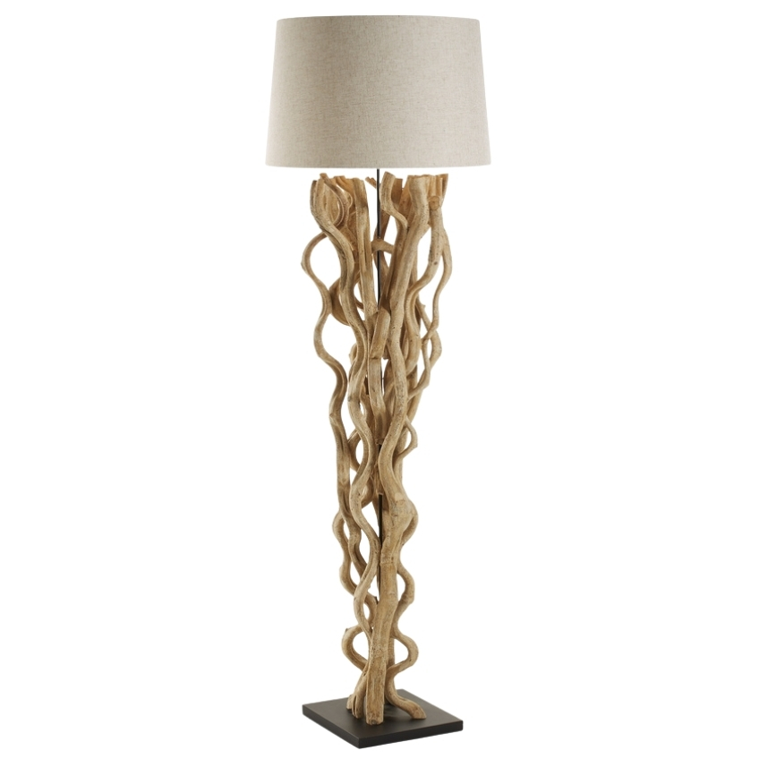 Bílá bavlněná stojací lampa Kave Home Nuba 177 cm