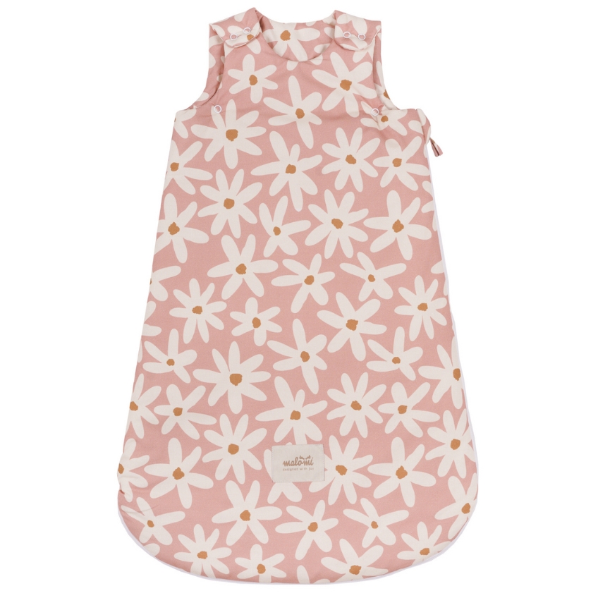 Malomi Kids Růžový bavlněný dětský spací pytel Blush Daisies 85 cm