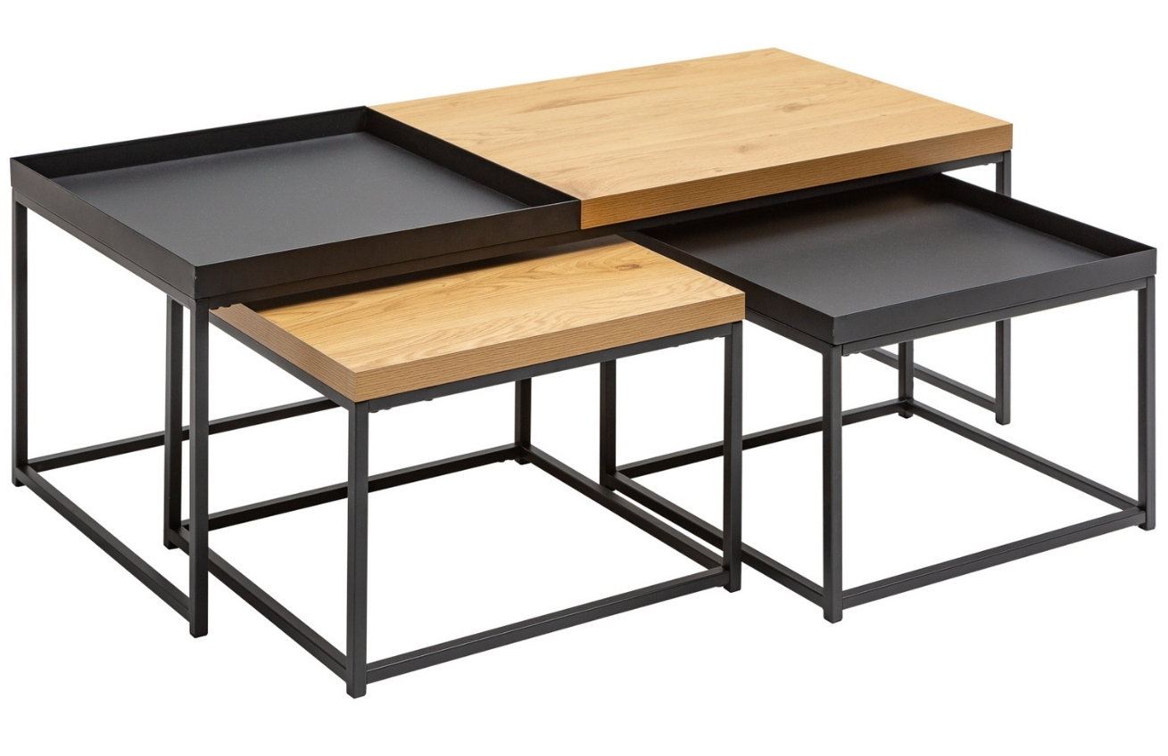 Moebel Living Set tří konferenčních stolků Lofet 120/50/50 x 50/45/45 cm