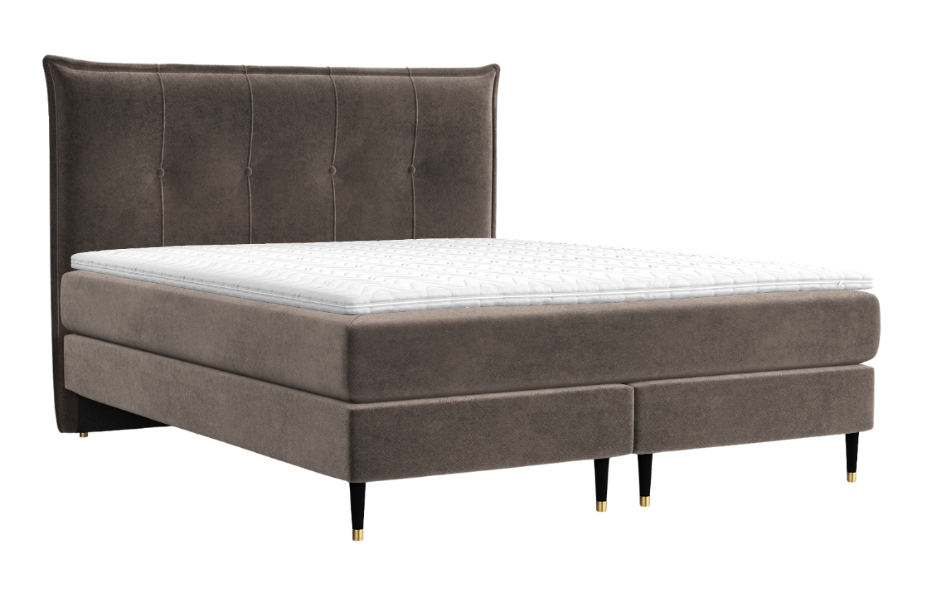 Maison de Rêve Hnědá sametová postel boxspring DUNA 140 x 200 cm