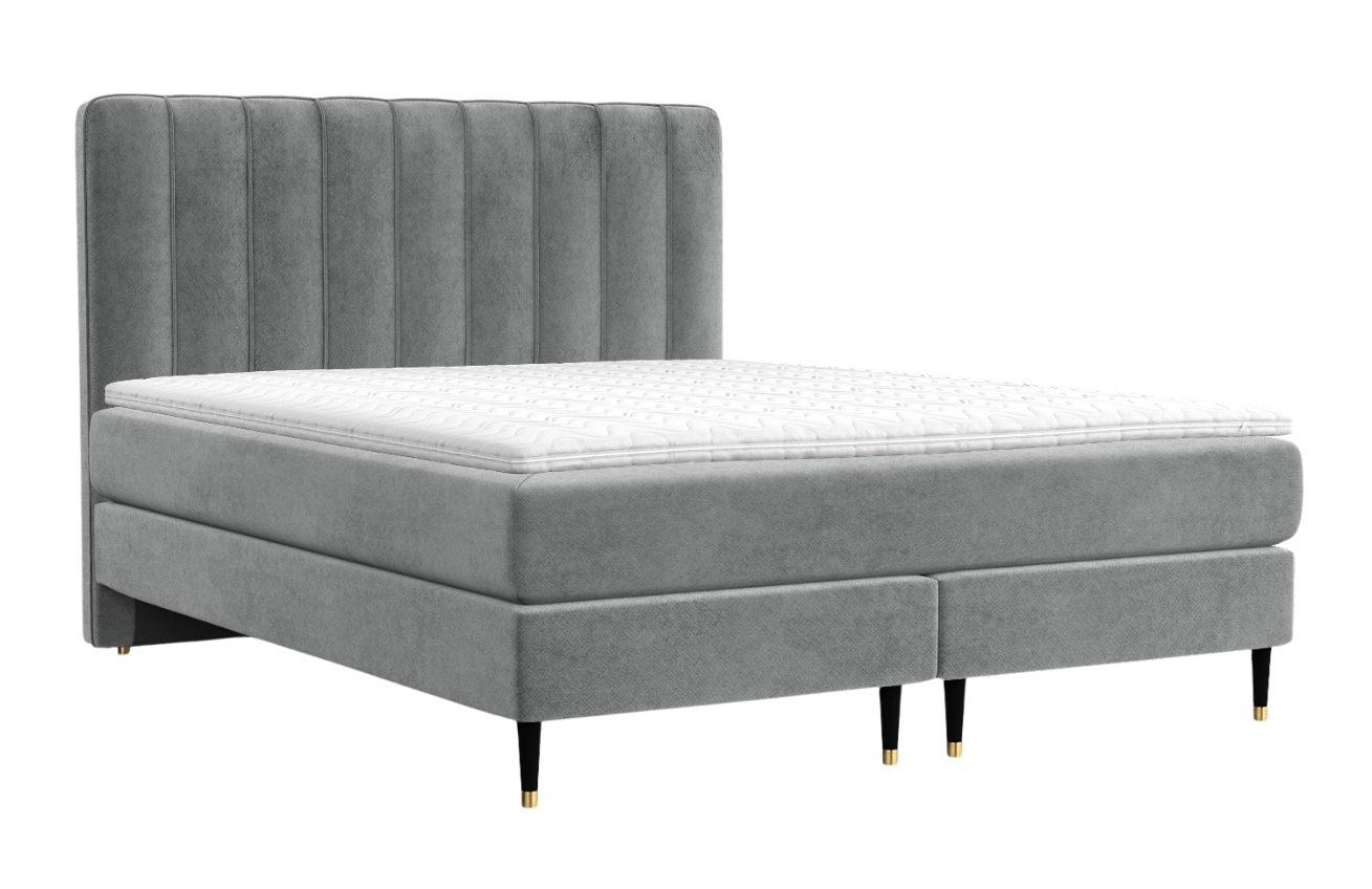 Maison de Rêve Šedá sametová postel boxspring KOBBE 200 x 200 cm