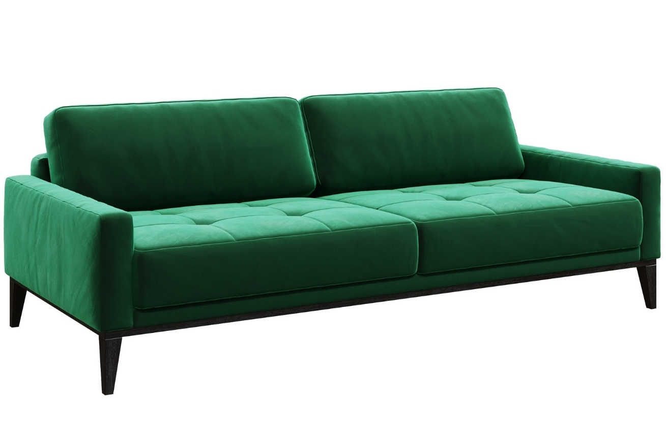 Zelená trojmístná sametová pohovka MESONICA Musso Tufted 211 cm